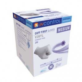 InControl Cuff First Vinyl (Powder Free) Clear Gloves 